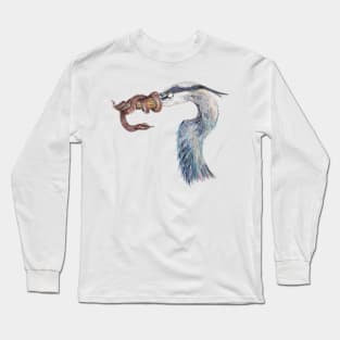 Snake Blue Heron Long Sleeve T-Shirt